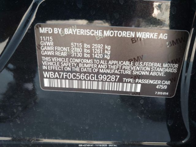 2016 BMW 750I WBA7F0C56GGL99287 Photo 8
