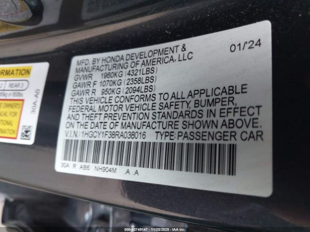 2024 HONDA ACCORD 1HGCY1F38RA038016 Photo 8