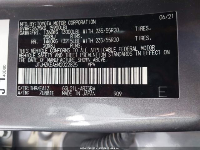 2021 LEXUS RX 350L JTJHZKEA6M2022825 Photo 8
