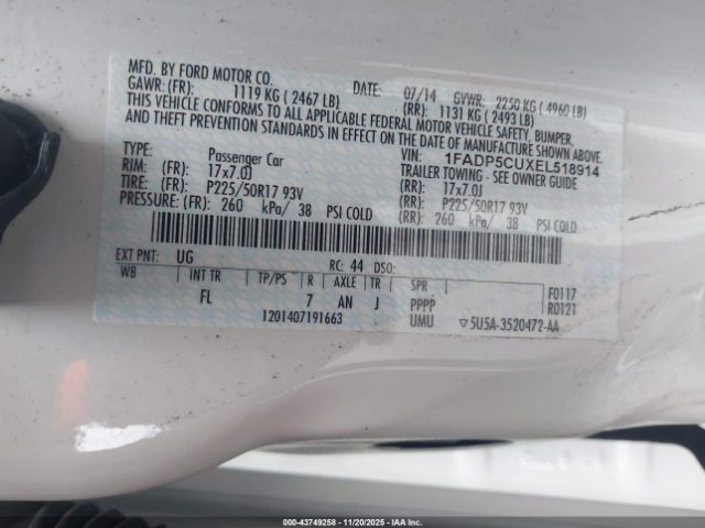 2014 FORD C-MAX ENERGI 1FADP5CUXEL518914 Photo 8