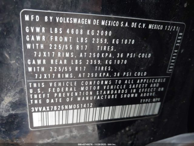 2022 VOLKSWAGEN TAOS 3VVAX7B25NM051412 Photo 8