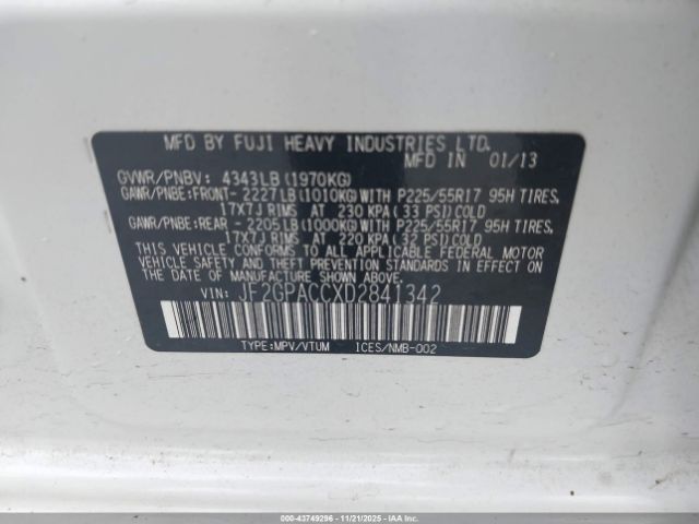 2013 SUBARU XV CROSSTREK JF2GPACCXD2841342 Photo 8
