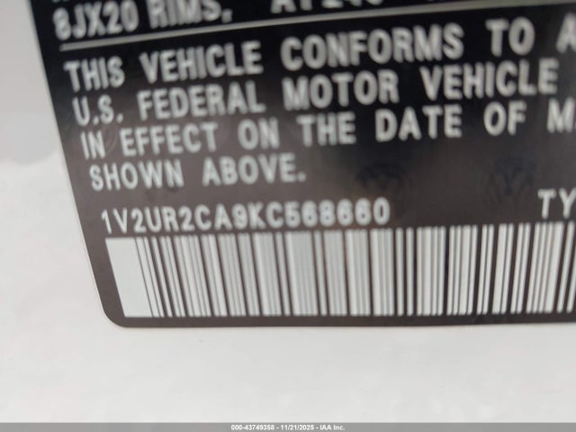 2019 VOLKSWAGEN ATLAS 1V2UR2CA9KC568660 Photo 8