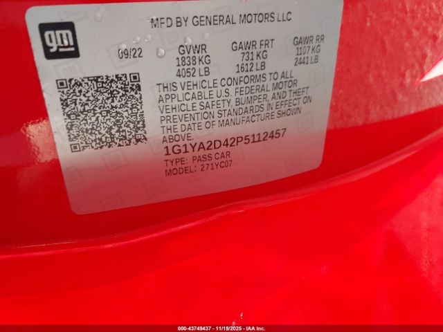 2023 CHEVROLET CORVETTE STINGRAY 1G1YA2D42P5112457 Photo 8