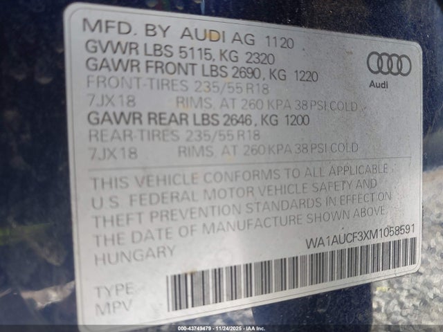 2021 AUDI Q3 WA1AUCF3XM1058591 Photo 8