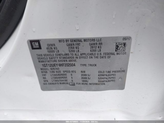 2017 GMC SIERRA 2500HD 1GT12UEY4HF202904 Photo 8