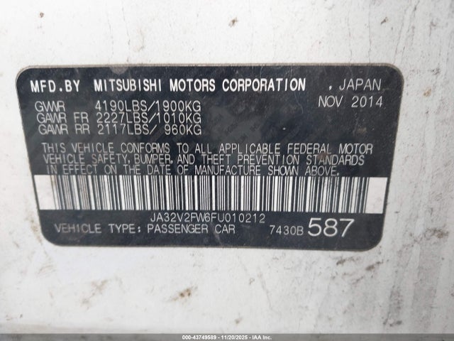 2015 MITSUBISHI LANCER JA32V2FW6FU010212 Photo 8