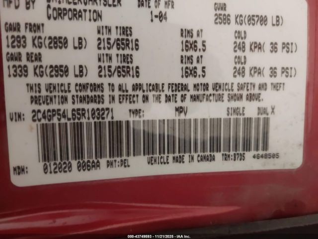 2005 CHRYSLER TOWN & COUNTRY 2C4GP54L65R103271 Photo 8