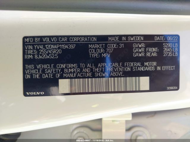 2023 VOLVO XC60 YV4L12DN4P1194397 Photo 8