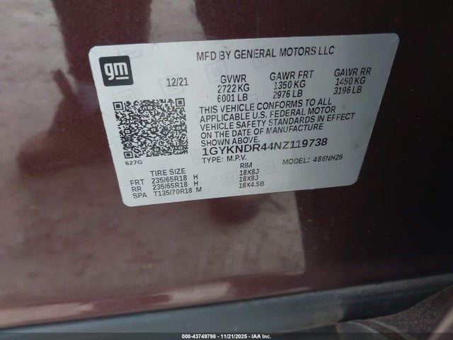 2022 CADILLAC XT5 1GYKNDR44NZ119738 Photo 8