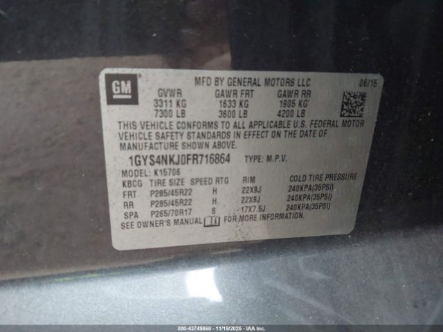 2015 CADILLAC ESCALADE 1GYS4NKJ0FR716864 Photo 8