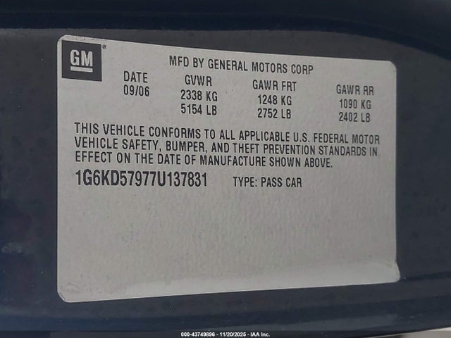 2007 CADILLAC DTS 1G6KD57977U137831 Photo 8