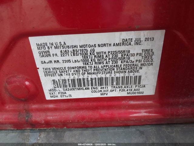 2014 MITSUBISHI OUTLANDER SPORT 4A4AP3AUXEE001954 Photo 8