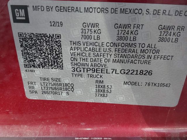 2020 GMC SIERRA 1500 3GTP9EEL7LG221826 Photo 8