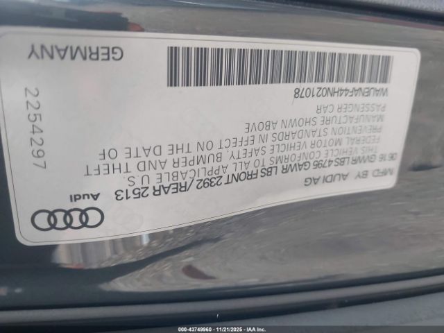 2017 AUDI A4 WAUENAF44HN021078 Photo 8