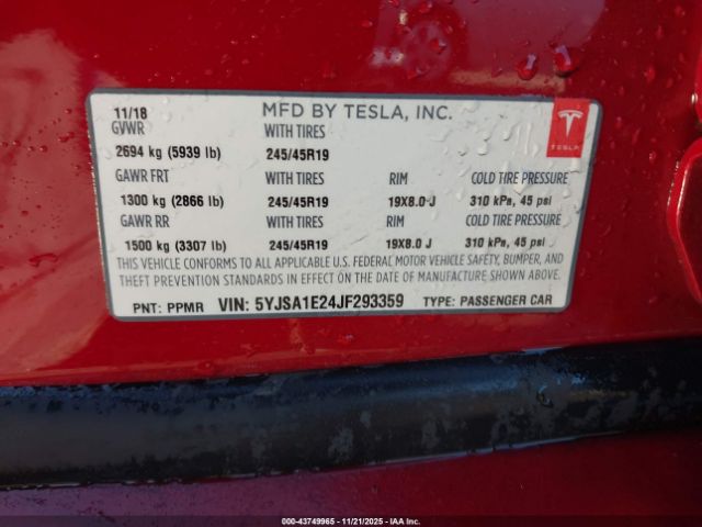 2018 TESLA MODEL S 5YJSA1E24JF293359 Photo 8