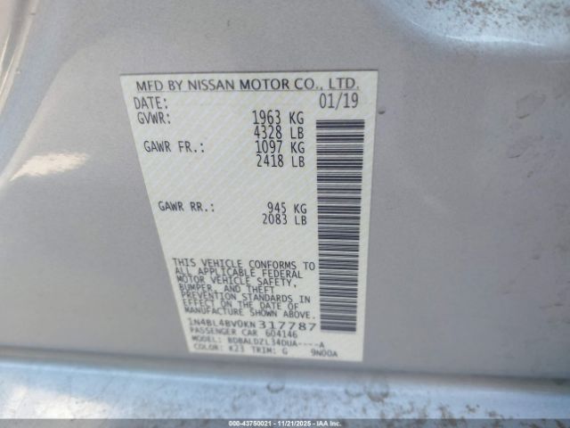 2019 NISSAN ALTIMA 1N4BL4BV0KN317787 Photo 8