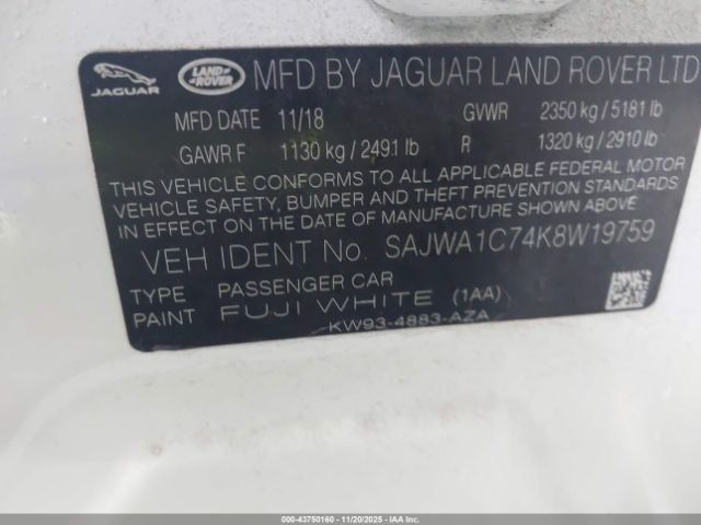 2019 JAGUAR XJ SAJWA1C74K8W19759 Photo 8
