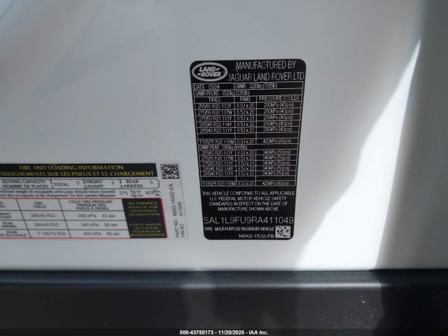 SAL1L9FU9RA411049 Land Rover Range Rover Sport Dynamic Se