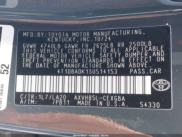 2025 TOYOTA CAMRY 4T1DBADK1SU514153 Photo 8