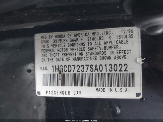 1995 HONDA ACCORD 1HGCD7237SA013022 Photo 8