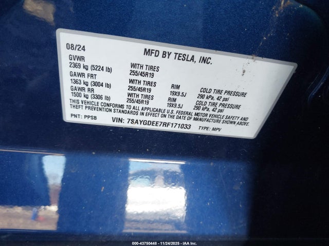 2024 TESLA MODEL Y 7SAYGDEE7RF171033 Photo 8