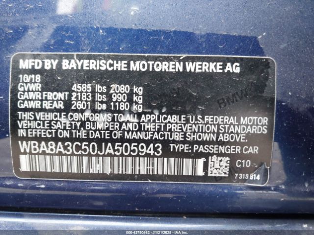 2018 BMW 320I WBA8A3C50JA505943 Photo 8