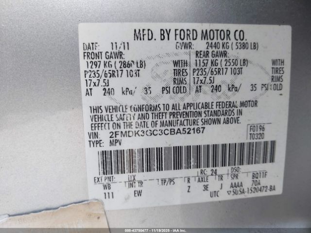 2012 FORD EDGE 2FMDK3GC3CBA52167 Photo 8