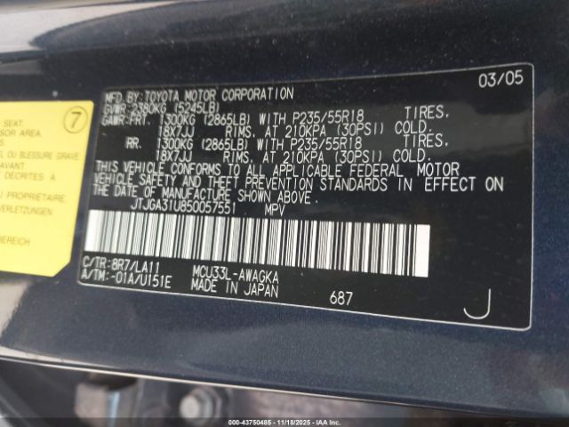 2005 LEXUS RX 330 JTJGA31U850057551 Photo 8