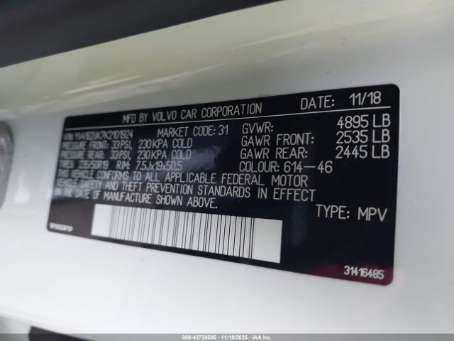 2019 VOLVO XC40 YV4162UK7K2101924 Photo 8