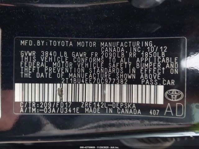 2013 TOYOTA COROLLA 2T1BU4EE7DC977382 Photo 8
