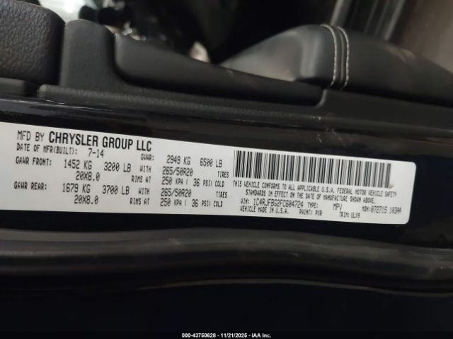 2015 JEEP GRAND CHEROKEE 1C4RJFBG2FC604724 Photo 8