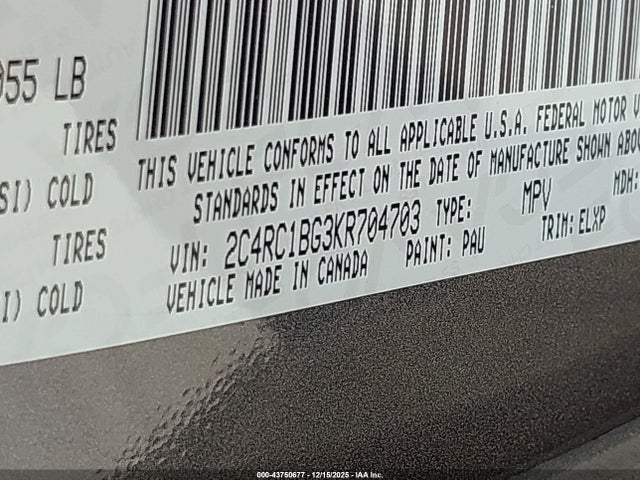 Chrysler Pacifica Touring L 2019 2C4RC1BG3KR704703 Image 9