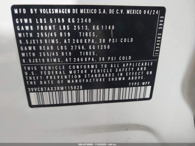 2024 VOLKSWAGEN TIGUAN 3VVCB7AX3RM115828 Photo 8