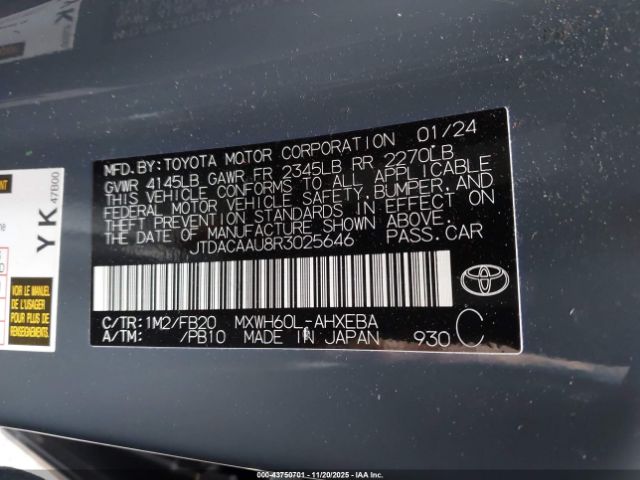 2024 TOYOTA PRIUS JTDACAAU8R3025646 Photo 8