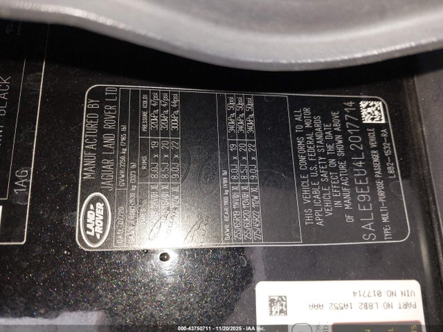 2020 LAND ROVER DEFENDER SALE9EEU4L2017714 Photo 8