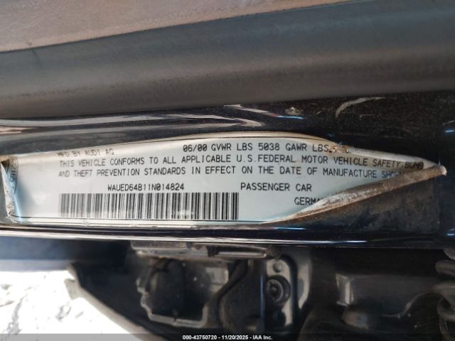2001 AUDI A6 WAUED64B11N014824 Photo 8