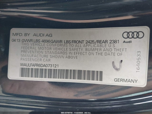 2013 AUDI A5 WAULFAFR6DA073121 Photo 8