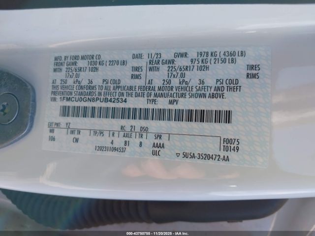 2023 FORD ESCAPE 1FMCU0GN8PUB42534 Photo 8