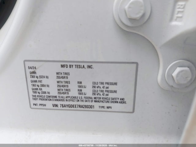 2024 TESLA MODEL Y 7SAYGDEE7RA280301 Photo 8