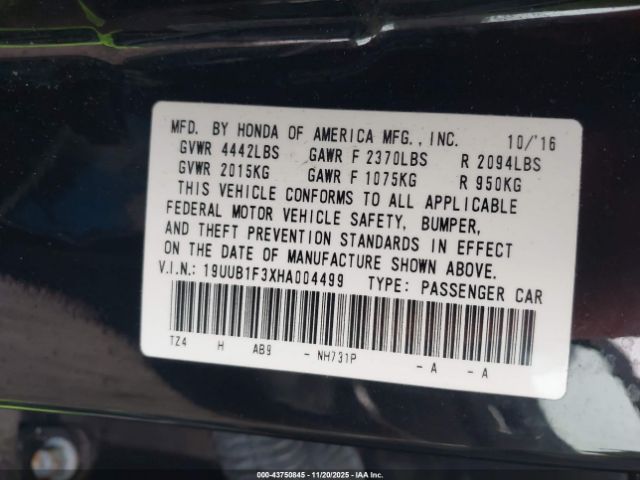 2017 ACURA TLX 19UUB1F3XHA004499 Photo 8