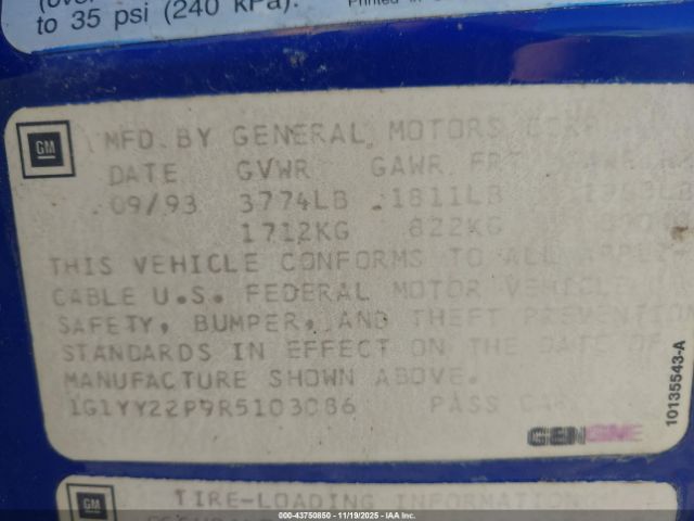 1994 CHEVROLET CORVETTE 1G1YY22P9R5103086 Photo 8