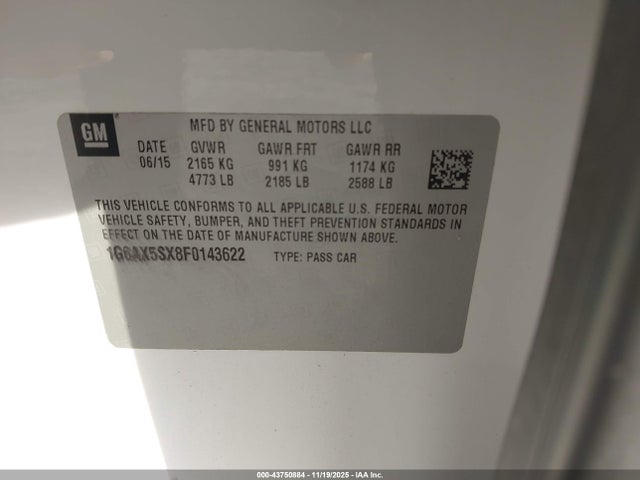 2015 CADILLAC CTS 1G6AX5SX8F0143622 Photo 8