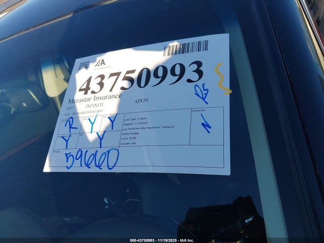 Aukcja sprzedaży 2017 Infiniti Qx50, vin: JN1BJ0RR3HM415893, numer aukcji: 43750993