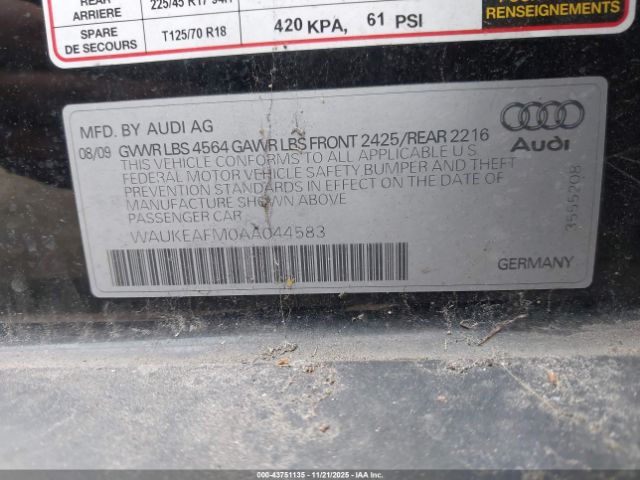 2010 AUDI A3 WAUKEAFM0AA044583 Photo 8