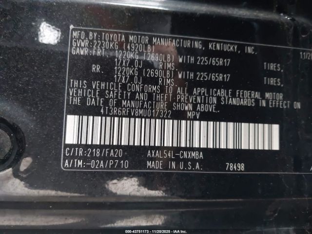 2021 TOYOTA RAV4 HYBRID 4T3R6RFV8MU017322 Photo 8