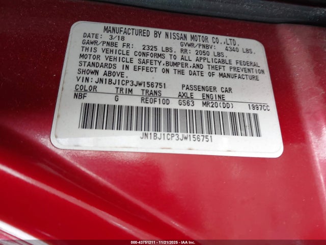 JN1BJ1CP3JW156751 Nissan Rogue Sport S
