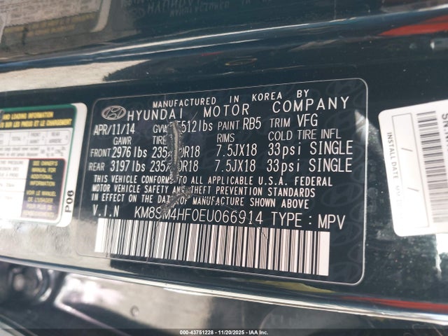 Hyundai Santa Fe Gls 2014 KM8SM4HF0EU066914 Image 9
