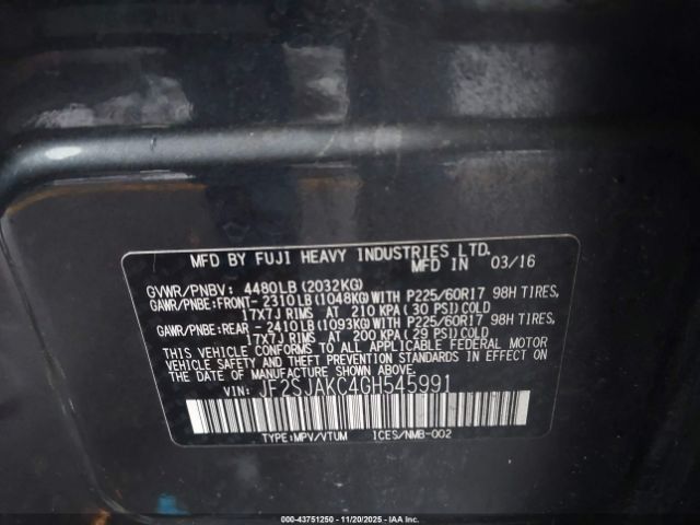 2016 SUBARU FORESTER JF2SJAKC4GH545991 Photo 8