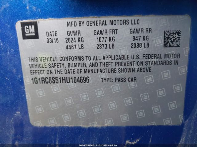 2017 CHEVROLET VOLT 1G1RC6S51HU104696 Photo 8